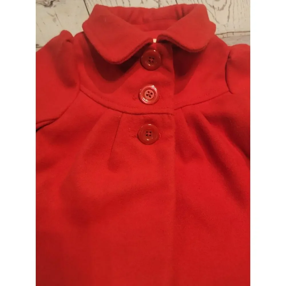 Old Navy Toddler Girls Red Christmas Pea Coat Size 3-6 Months